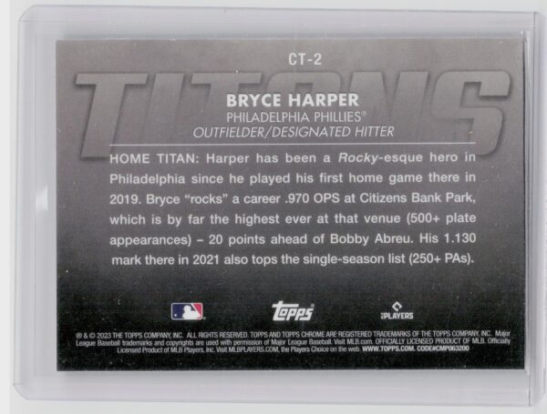 2023 Topps Chrome Bryce Harper #CT-2 Phillies Titans - Image 3