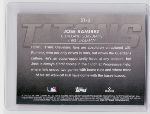 2023 Topps Chrome Jose Ramirez #CT-8 Guardians Titans - Image 3