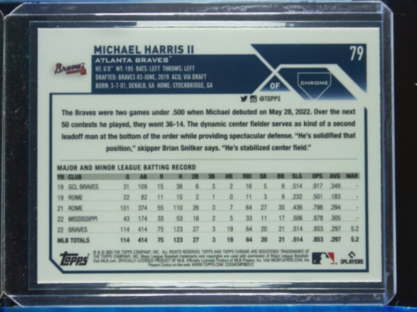 2023 Topps Chrome Michael Harris II RC #79 Braves - Image 3