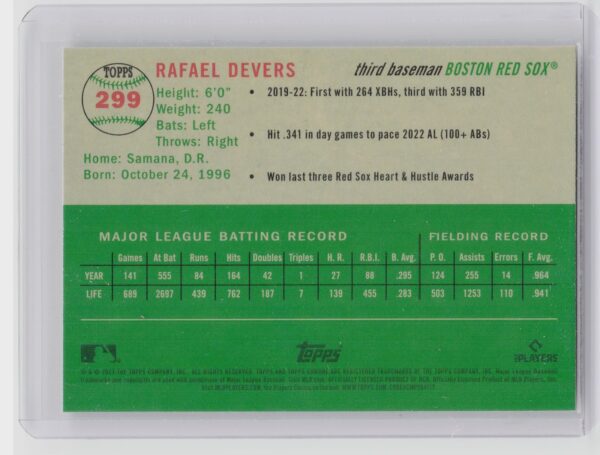 2023 Topps Chrome Platinum Anniversary Rafael Devers Prism Refractor #299 Sox - Image 3