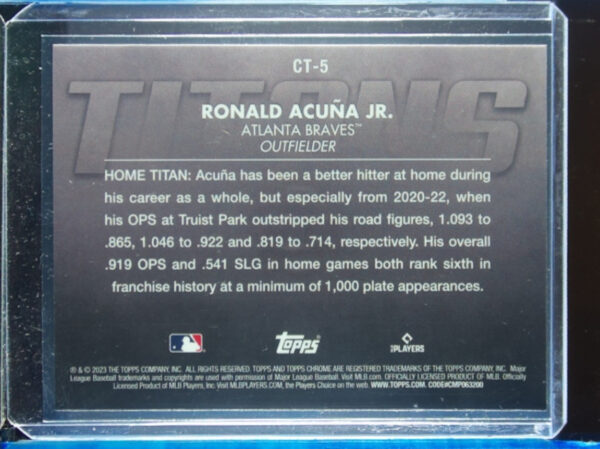 2023 Topps Chrome Ronald Acuna Jr. #CT-5 Braves Titans - Image 3