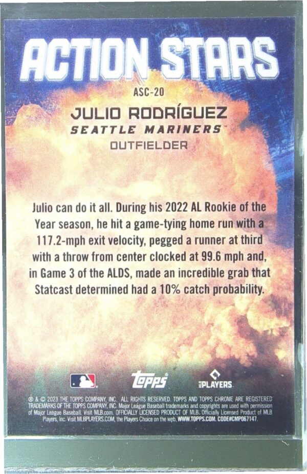2023 Topps Chrome Update Julio Rodriguez #ASC-20 Mariners Action Stars - Image 3