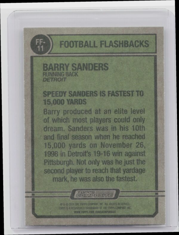 2023 Topps Composite Barry Sanders #FF-11 Lions Football Flashbacks - Image 3