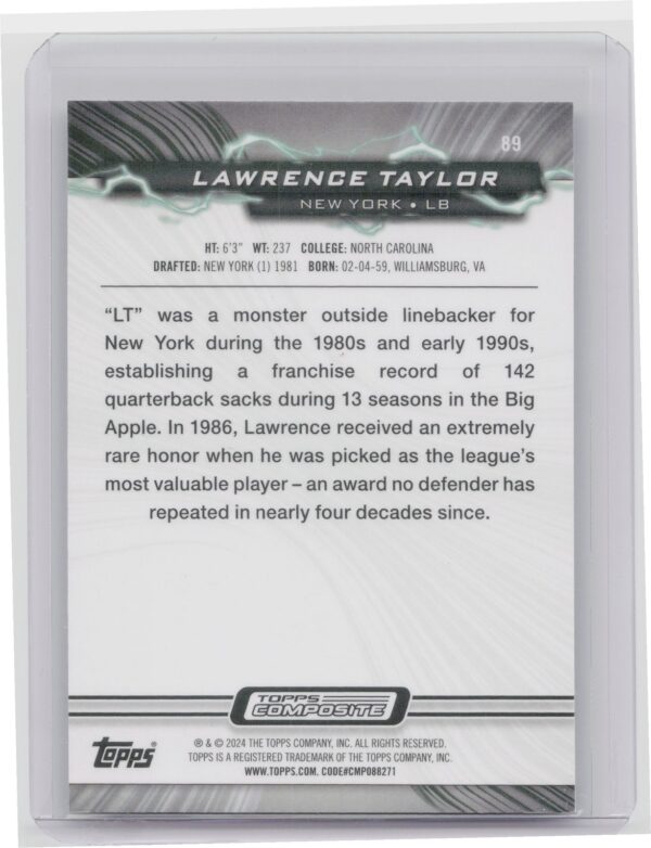 2023 Topps Composite Lawrence Taylor #89 Giants - Image 3
