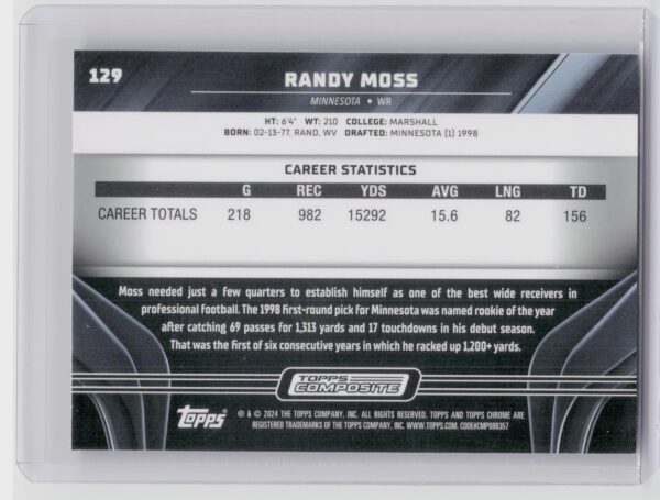 2023 Topps Composite Randy Moss #129 Vikings - Image 3