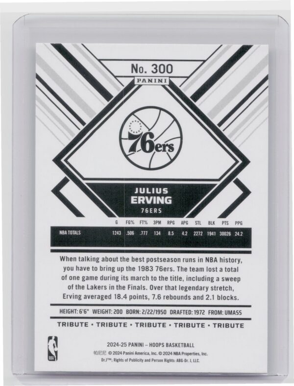 2024-25 Hoops Julius Erving 300 76ers - Image 3