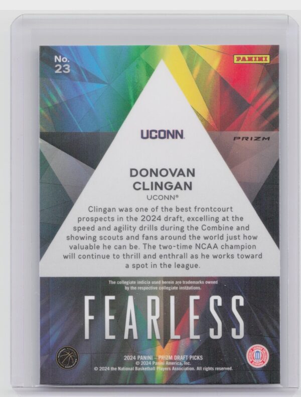 2024-25 Panini Prizm Draft Picks Donovan Clingan RC #23 Huskies Fearless - Image 3