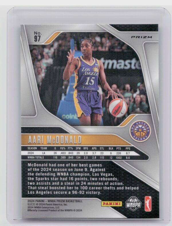 2024-25 Panini Prizm WNBA Aari McDonald 97 Sparks - Image 3
