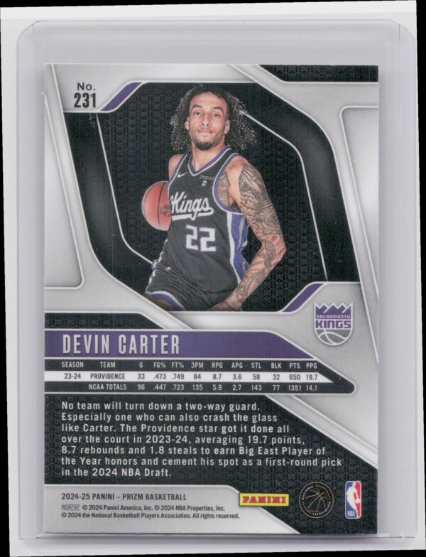2024-25 Prizm Devin Carter RC 231 Kings - Image 3