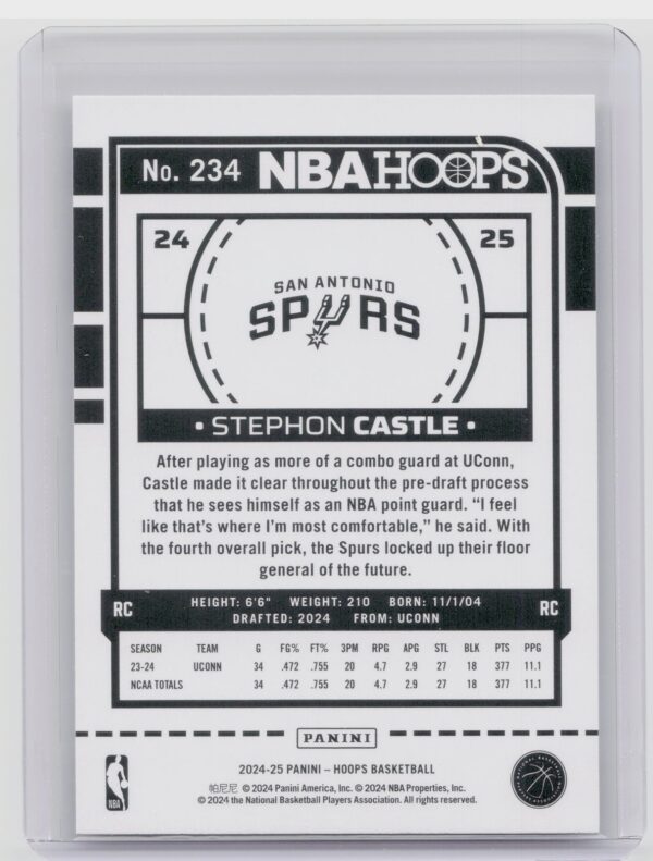 2024-25 Prizm Stephon Castle RC 234 Spurs - Image 3