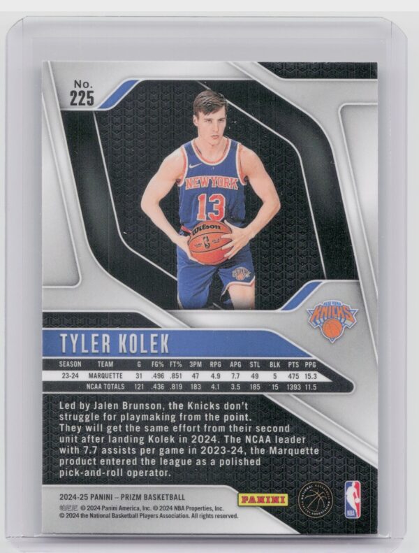 2024-25 Prizm Tyler Kolek RC 225 Knicks - Image 3