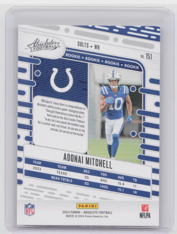 2024 Absolute Adonai Mitchell Red and Blue RC 151 Colts - Image 3