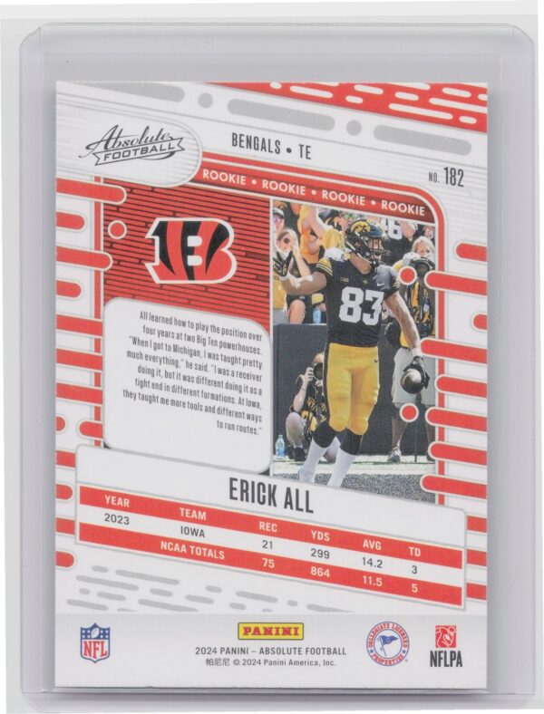 2024 Absolute Erick All Red and Blue RC 182 Bengals - Image 3