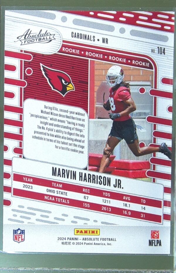 2024 Absolute Marvin Harrison Jr. Retail RC #104 Cardinals - Image 3