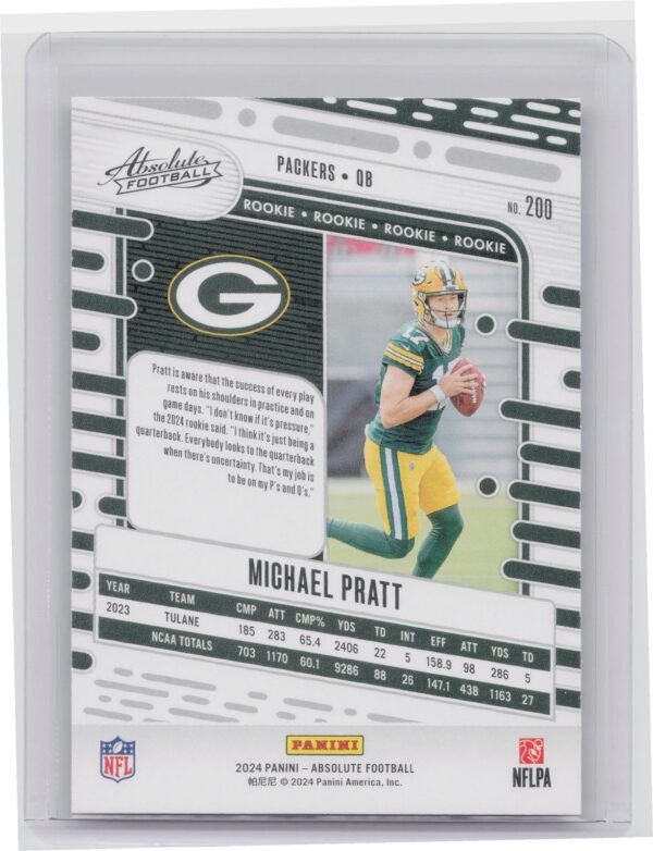 2024 Absolute Michael Pratt Red and Blue RC #200 Packers - Image 3