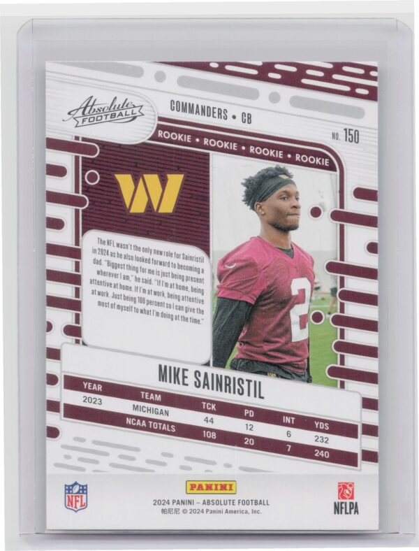 2024 Absolute Mike Sainristil Red and Blue RC 150 Commanders - Image 3