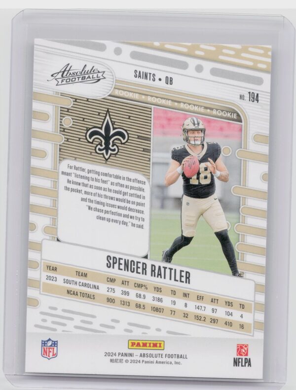 2024 Absolute Spencer Rattler Red and Blue RC 194 Saints - Image 3