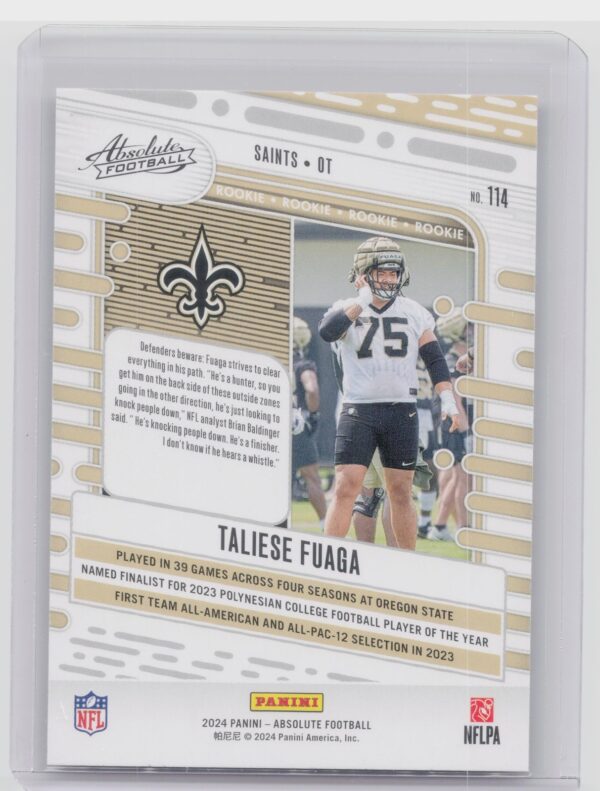 2024 Absolute Taliese Fuaga Red and Blue RC 114 Saints - Image 3