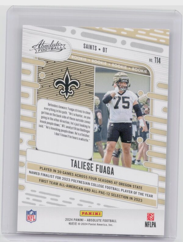 2024 Absolute Taliese Fuaga Red and Blue RC 114 Saints - Image 3
