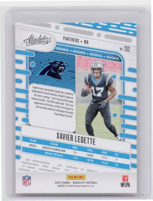 2024 Absolute Xavier Legette Red and Blue RC 132 Panthers - Image 3