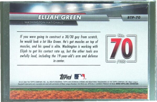 2024 Bowman Elijah Green #BTP-70 Nationals Bowman Scouts' Top 100 - Image 3