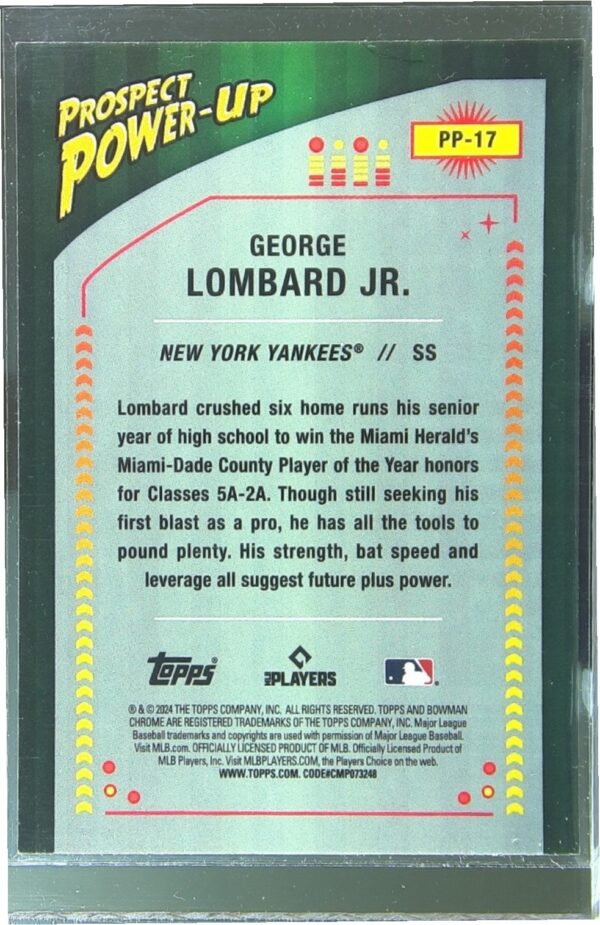 2024 Bowman George Lombard Jr. #PP-17 Yankees Prospect Power Up - Image 3