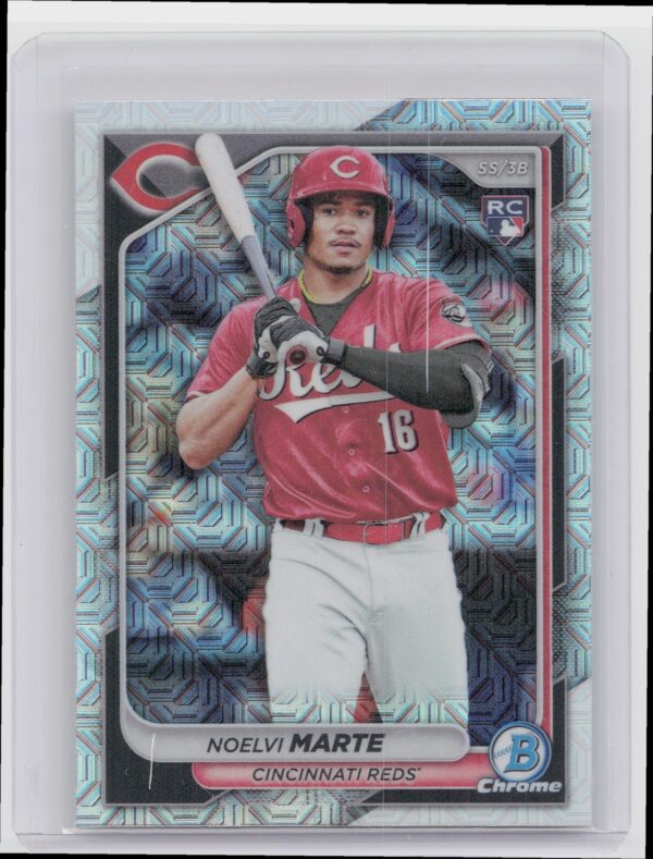 2024 Bowman Noelvi Marte Chrome Mojo Refractors RC #80 Reds