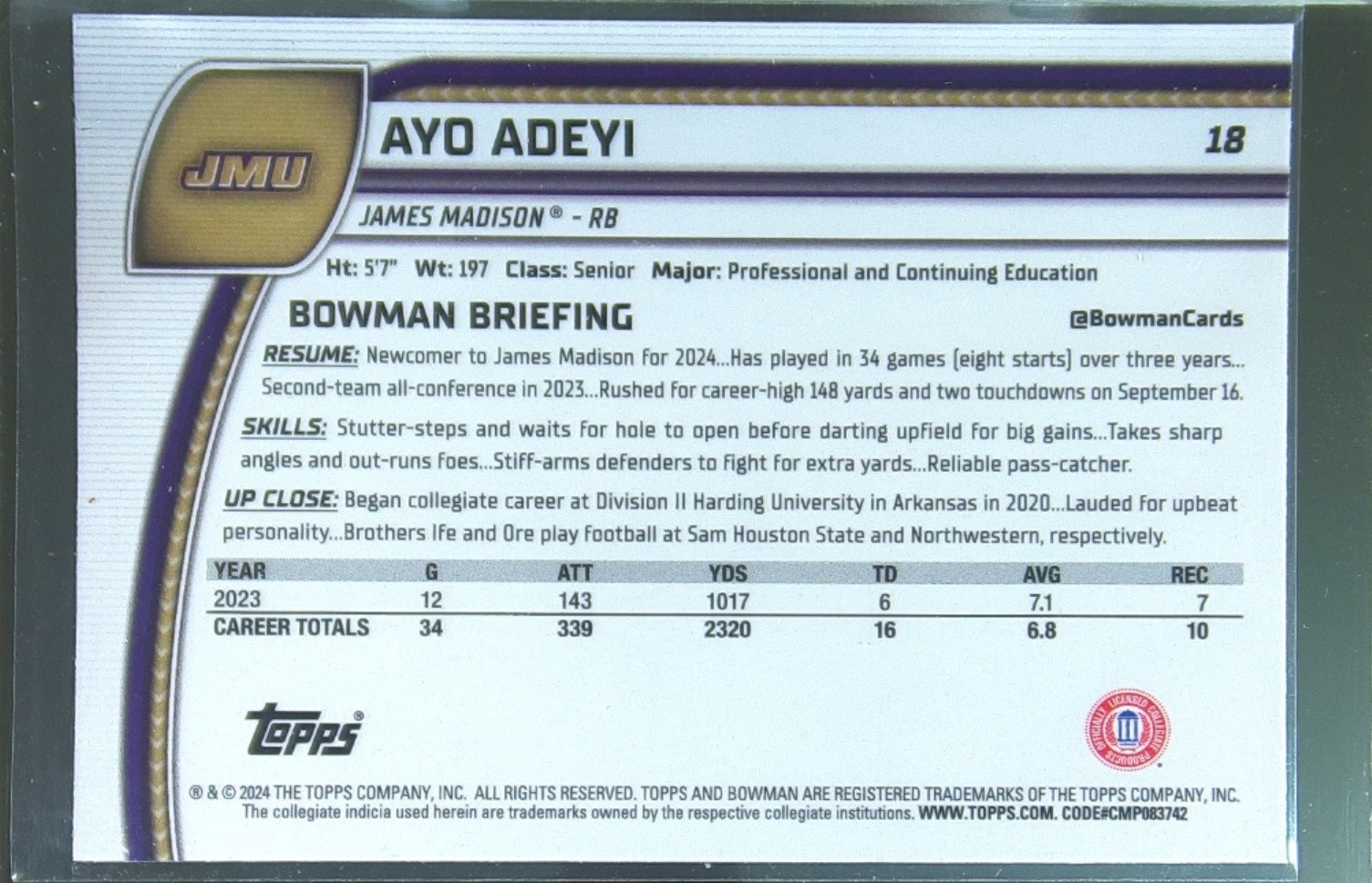 2024 Bowman University Chrome Ayo Adeyi X Fractor RC 18 Dukes - Image 3