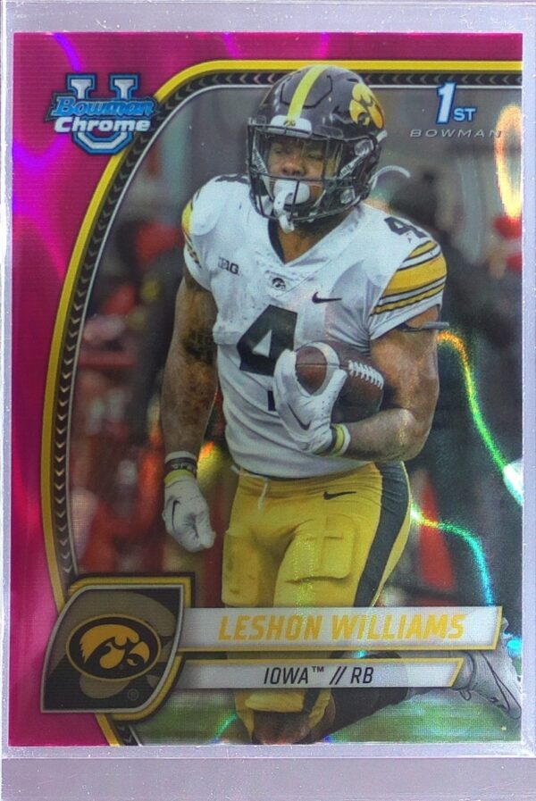 2024 Bowman University Chrome Leshon Williams Pink Lava Refractor RC 190 Hawkeye
