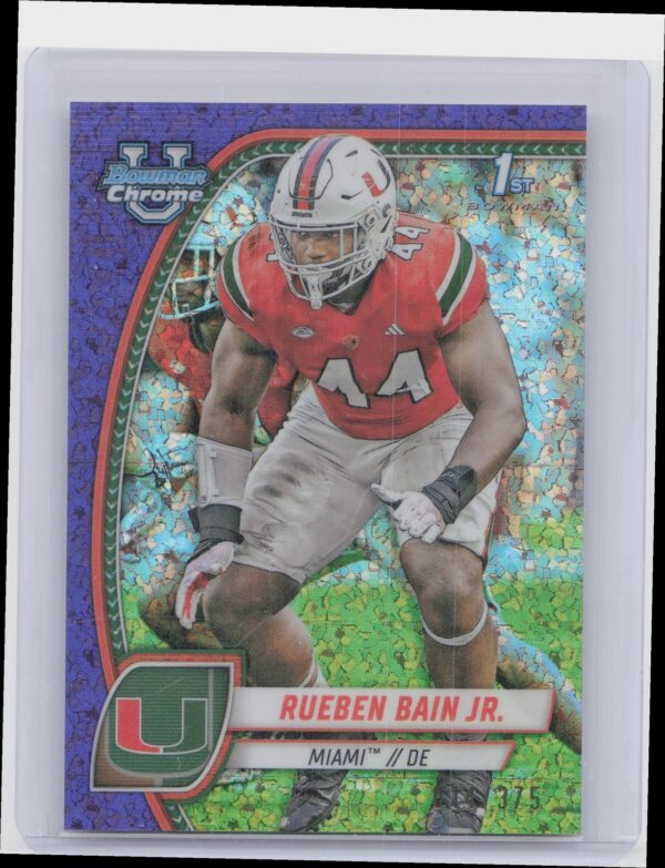 2024 Bowman University Chrome Rueben Bain Jr. Purple Mini Diamond Refractor /375