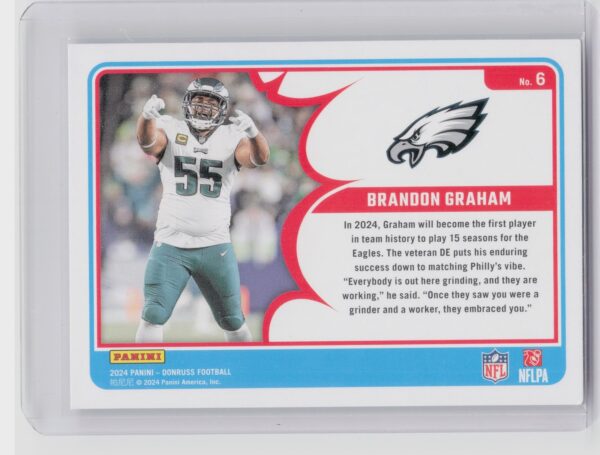 2024 Donruss Brandon Graham #6 Eagles Action All Pros - Image 3