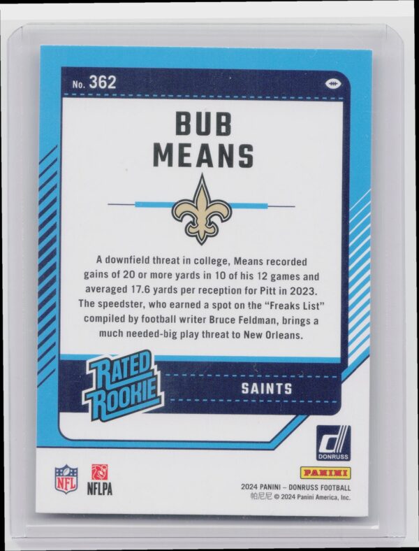 2024 Donruss Bub Means RC 362 Saints - Image 3