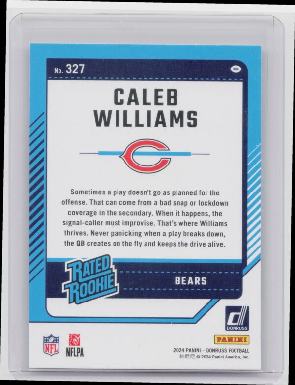 2024 Donruss Caleb Williams RC 327 Bears - Image 3