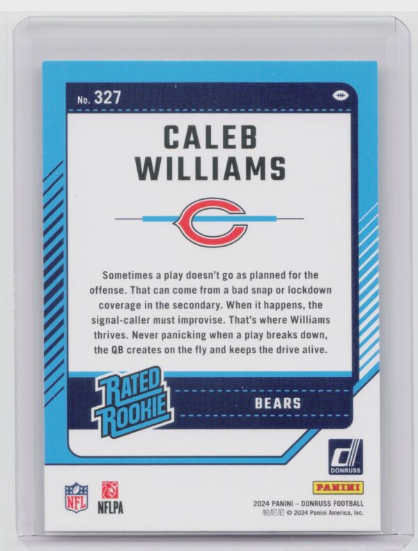 2024 Donruss Caleb Williams RC 327 Bears - Image 3