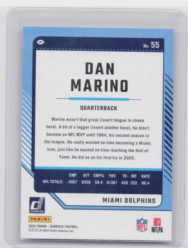 2024 Donruss Dan Marino 55 Dolphins - Image 3