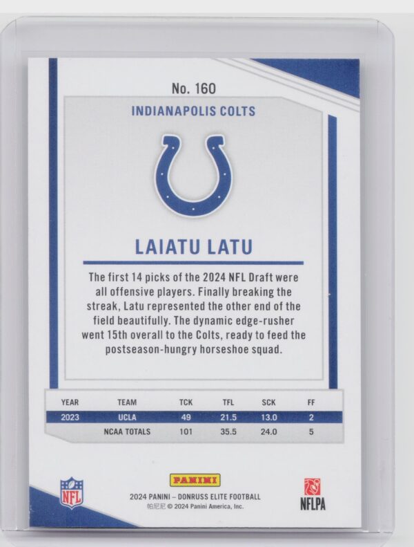 2024 Donruss Elite Laiatu Latu Status Explosion /875 160 Colts - Image 3