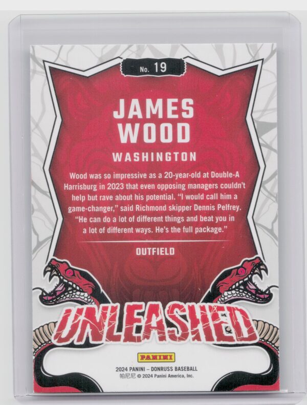 2024 Donruss James Wood #19 Nationals Unleashed - Image 3