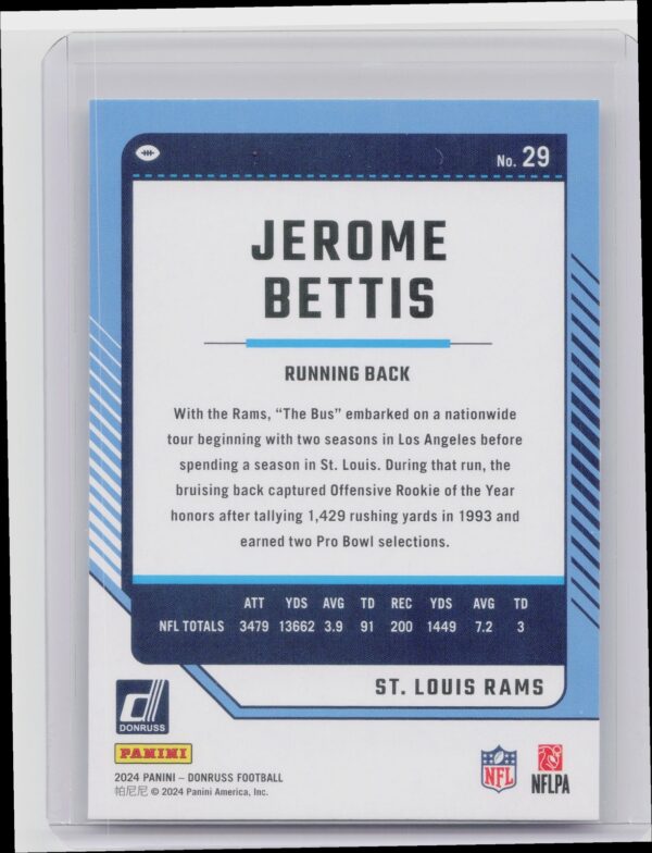 2024 Donruss Jerome Bettis 29 Rams - Image 3