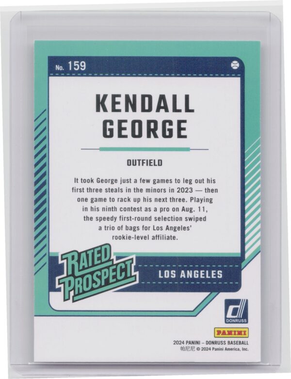 2024 Donruss Kendall George #159 Dodgers - Image 3