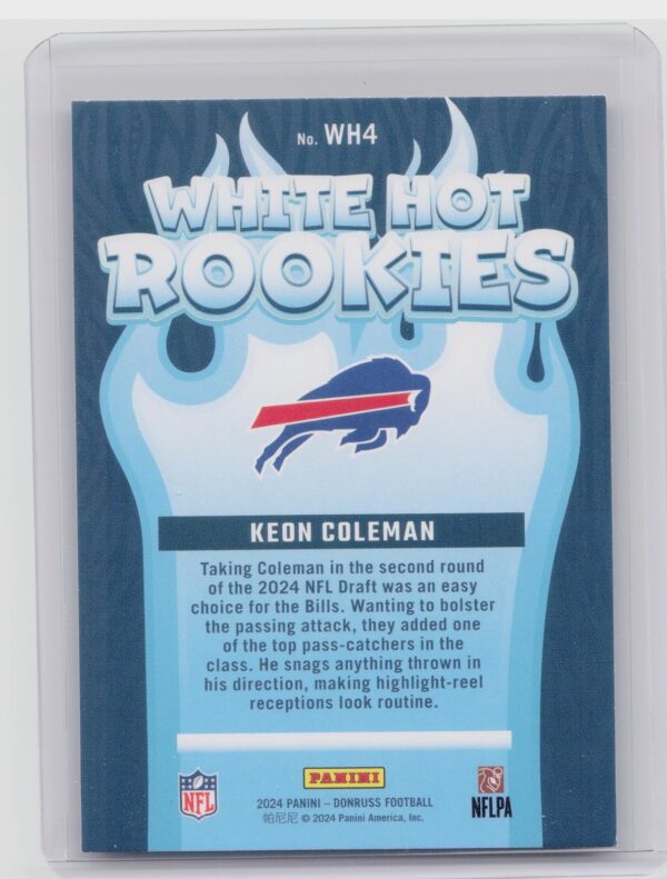 2024 Donruss Keon Coleman RC WH4 Bills White Hot Rookies - Image 3