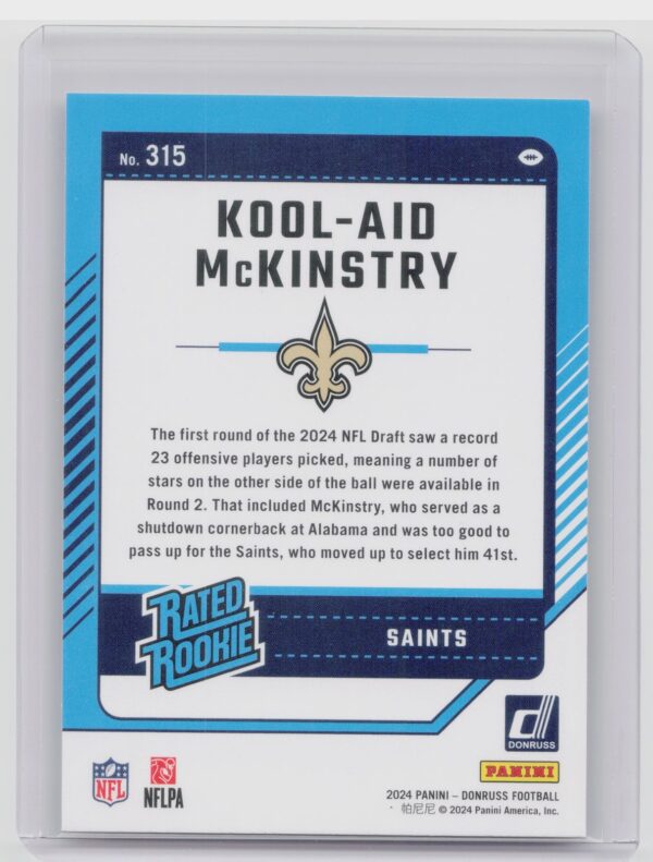 2024 Donruss Kool-Aid McKinstry RC 315 Saints - Image 3