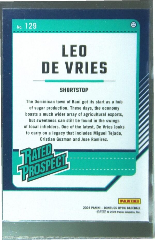 2024 Donruss Leo De Vries #129 - Image 3