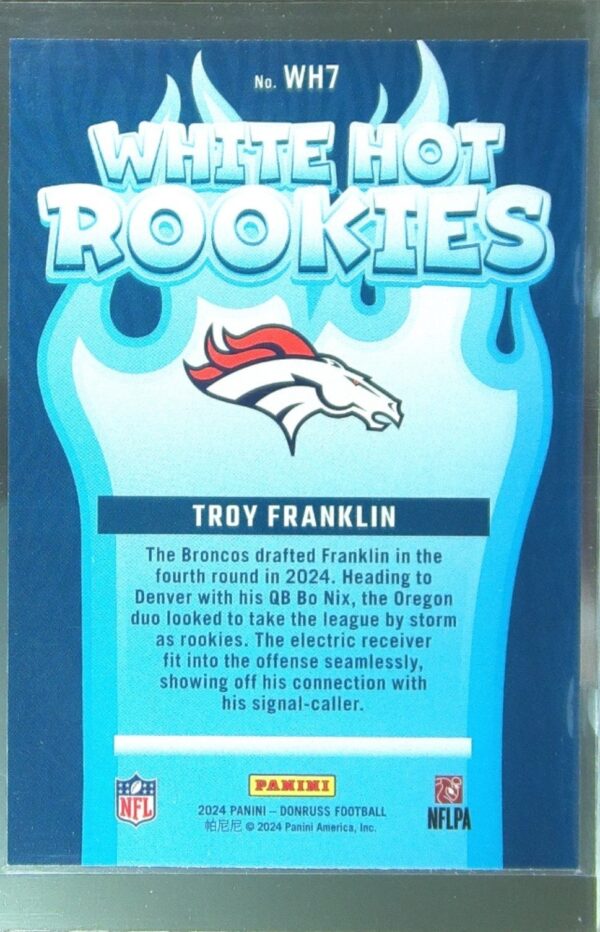 2024 Donruss Troy Franklin RC #WH7 Broncos White Hot Rookies - Image 3