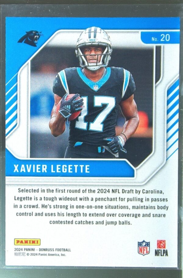 2024 Donruss Xavier Legette RC 20 Panthers The Elite Series Rookies - Image 3