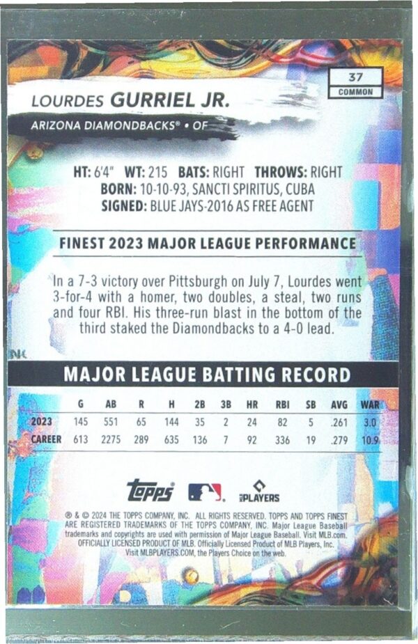 2024 Finest Lourdes Gurriel Jr. Checkerboard Refractors #37 Diamondbacks - Image 3