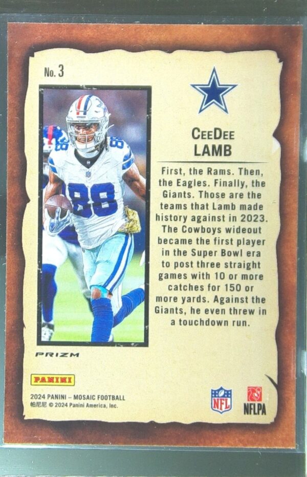 2024 Mosaic CeeDee Lamb 3 Cowboys Notoriety Mosaic Green - Image 3