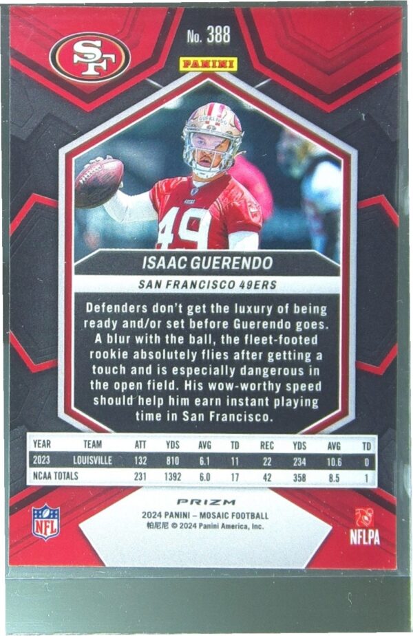 2024 Mosaic Isaac Guerendo Mosaic Reactive Yellow 388 49ers - Image 3