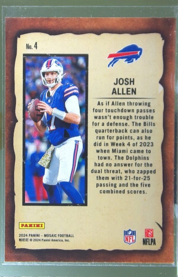 2024 Mosaic Josh Allen 4 Bills Notoriety - Image 3