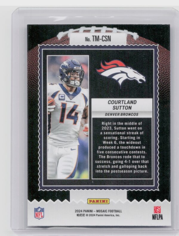 2024 Panini Mosaic Courtland Sutton TM-CSN Broncos Touchdown Masters - Image 3