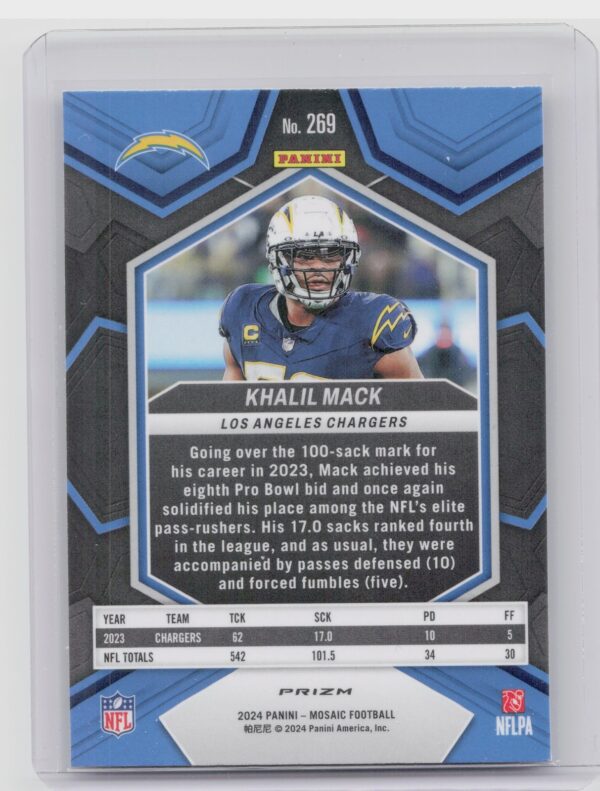 2024 Panini Mosaic Khalil Mack Silver 269 Chargers - Image 3